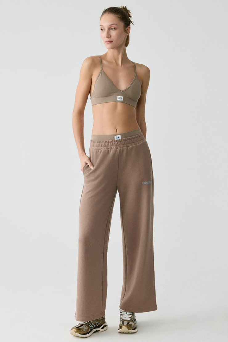 BARBARA Kadın Küçük Baskı Detaylı Geniş Paça Vizon Eşofman Altı