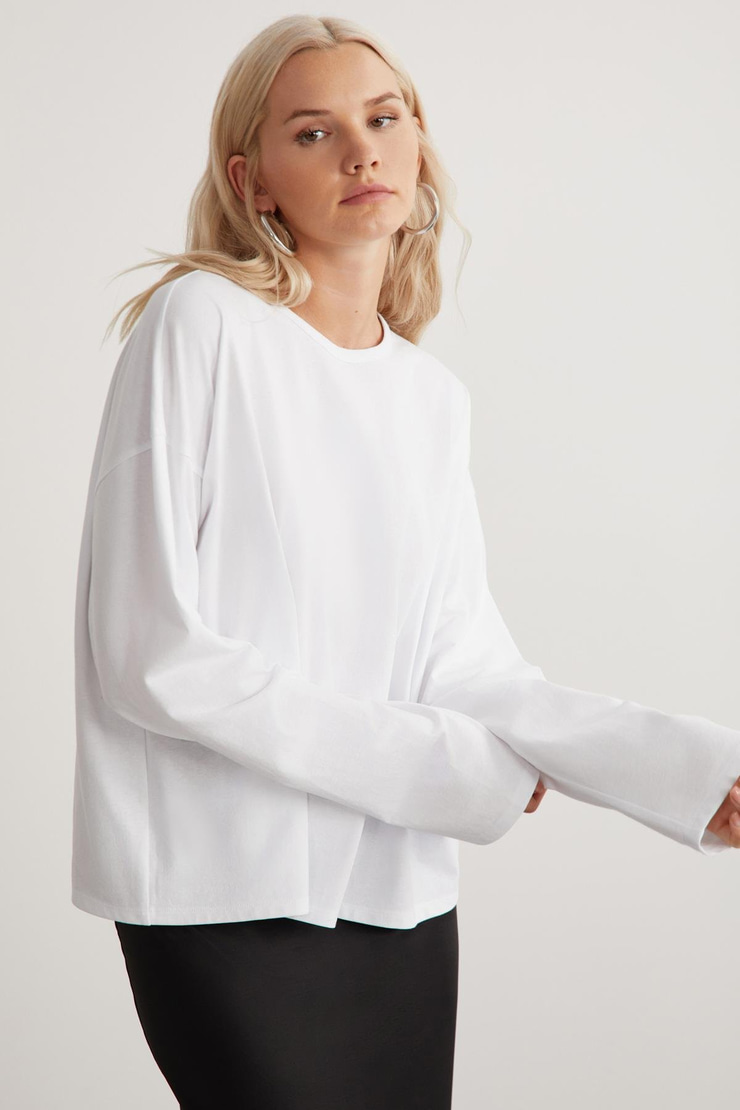 BASIL Basic Relaxed Beyaz Tekli T-Shirt