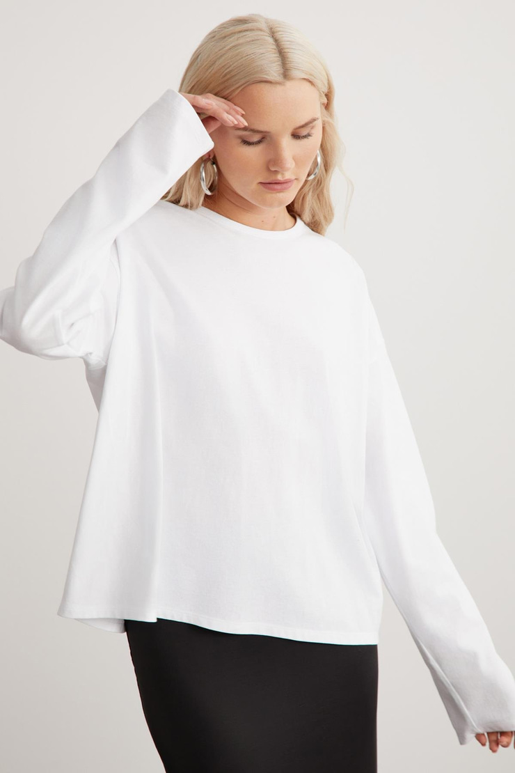 BASIL Basic Relaxed Beyaz Tekli T-Shirt