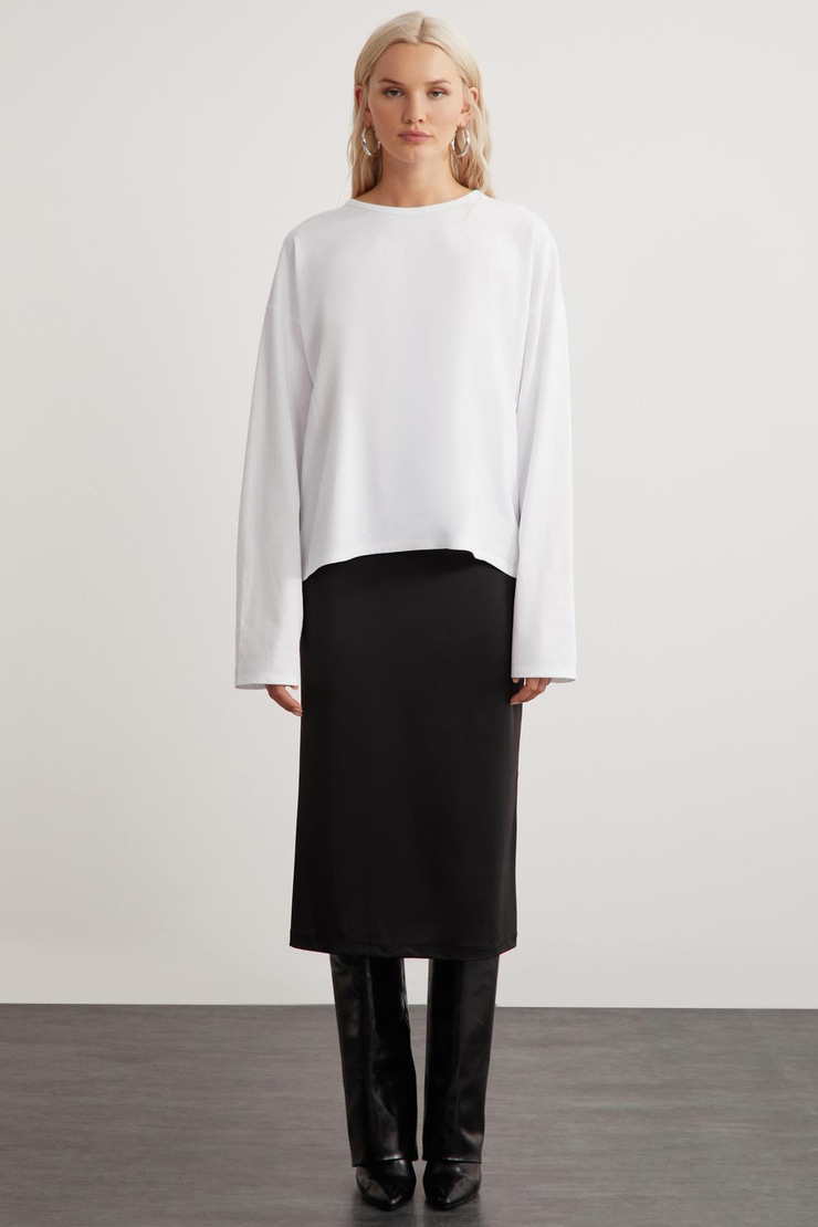 BASIL Basic Relaxed Beyaz Tekli T-Shirt