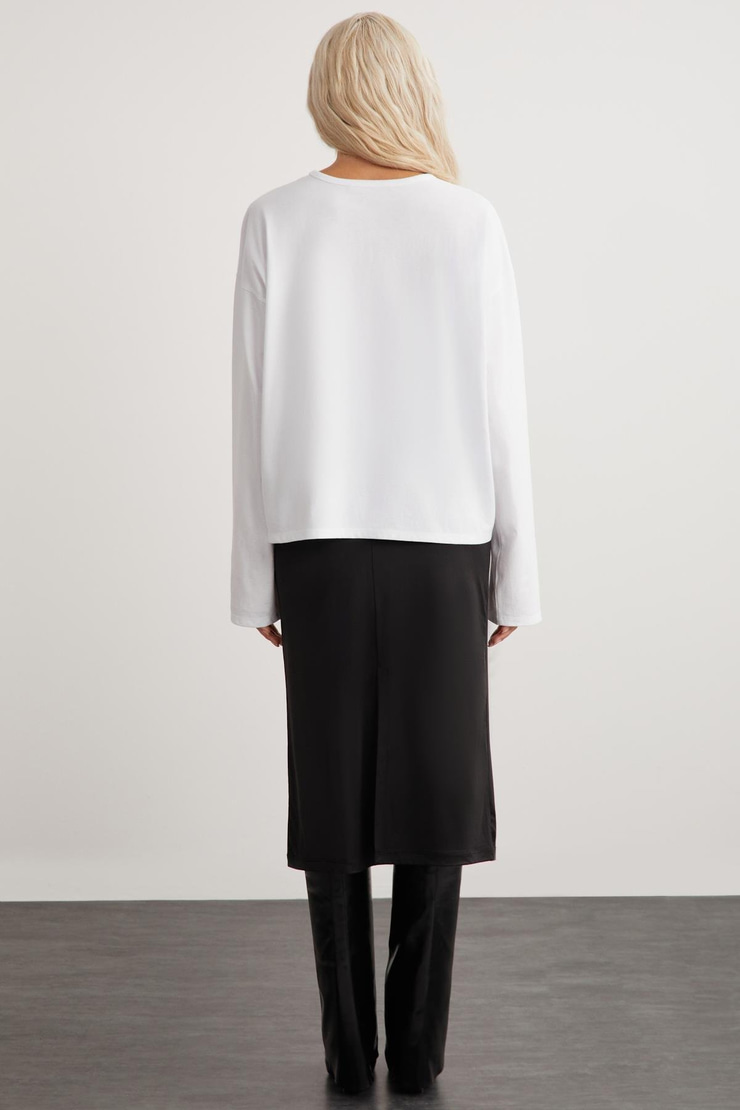 BASIL Basic Relaxed Beyaz Tekli T-Shirt