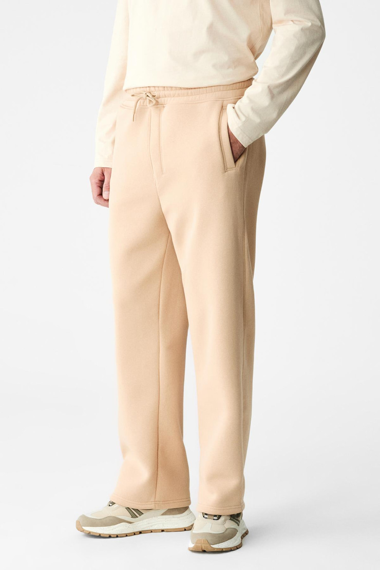 BENSON Erkek Kordonlu Lastikli Bel Relaxed Fit Bej Eşofman Altı