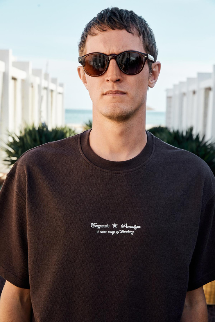 BENZO Erkek Ön Arka Baskı Detaylı %100 Organik Pamuk Oversize Kısa Kollu Koyu Kahverengi T-Shirt