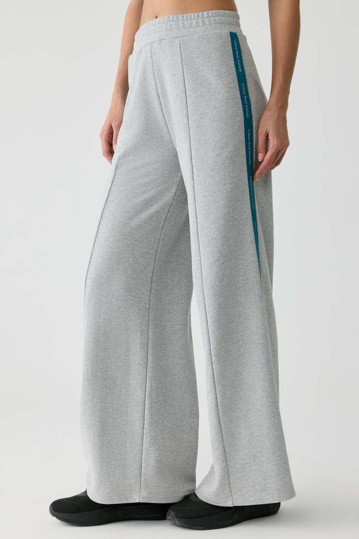 BETHANIA Kadın Beli Lastikli Geniş Paça Yanları Baskılı Şeritli Relaxed Grimelanj-Petrol Mavi Eşofman Altı