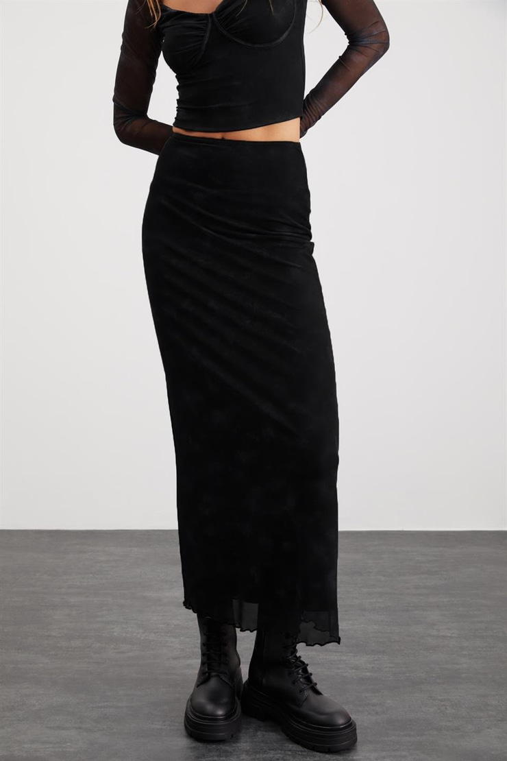 BEULAH  Slim Siyah Tekli Etek