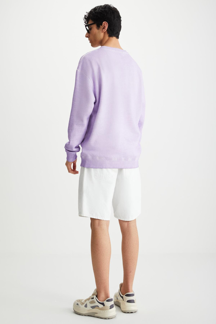 BLANDON Basic Oversize Lila Tekli Sweatshirt