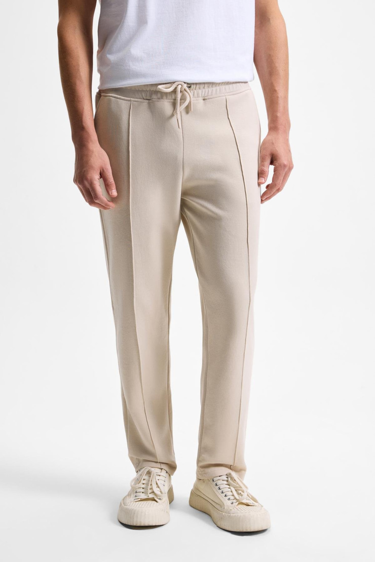 BOGARDE Erkek Beli Lastikli Kordonlu Yanları Cepli Önü Nervürlü Relaxed Fit Taş Rengi Eşofman Altı