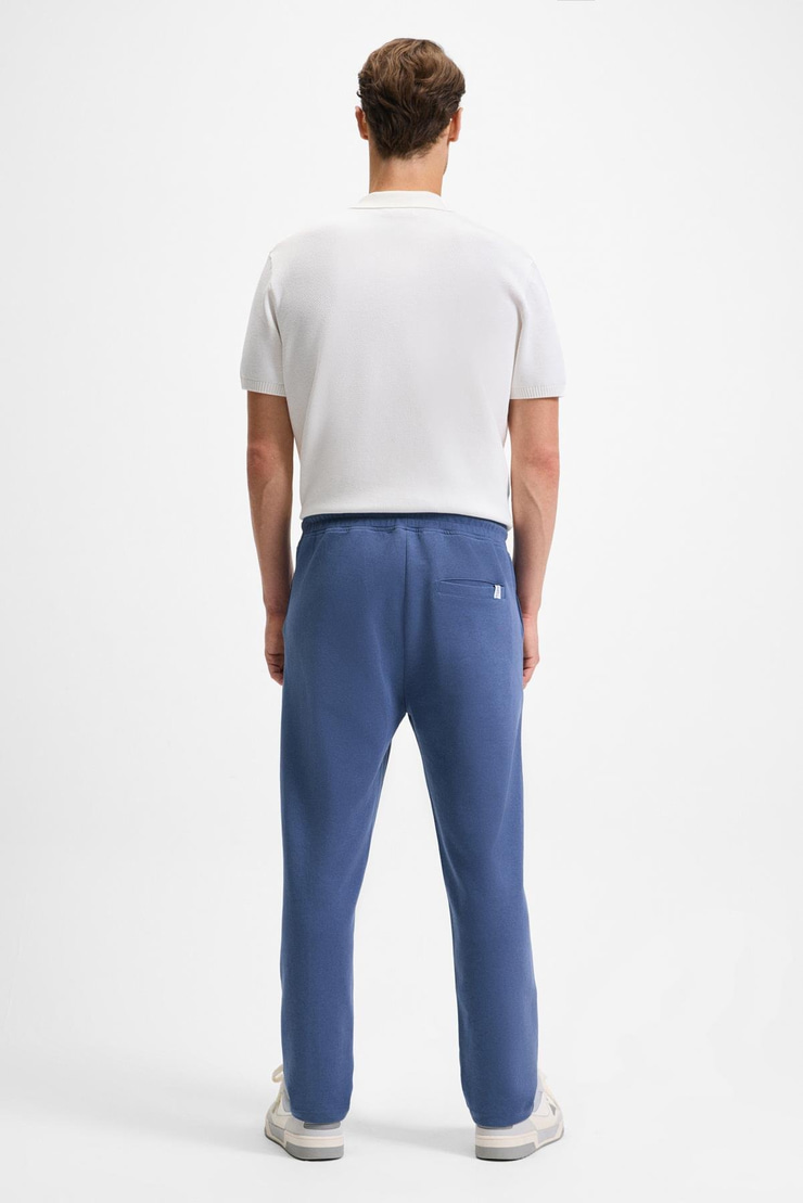 BOGARDE Erkek Beli Lastikli Kordonlu Yanları Cepli Önü Nervürlü Relaxed Fit İndigo Eşofman Altı