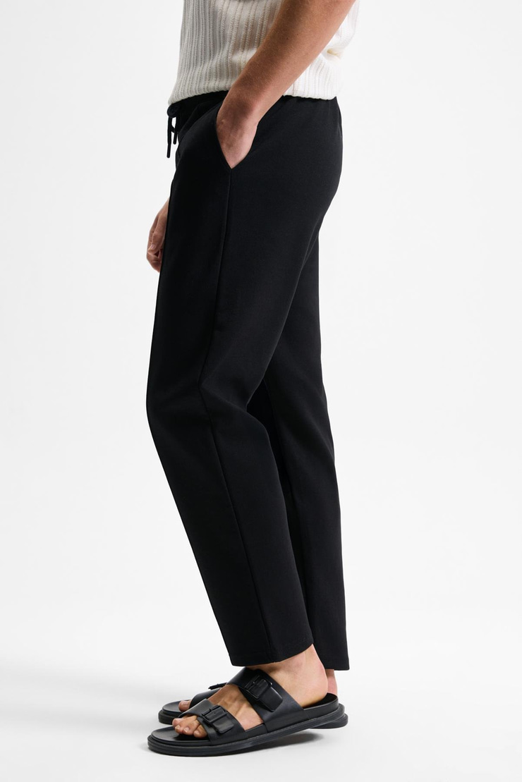 BOGARDE Erkek Beli Lastikli Kordonlu Yanları Cepli Önü Nervürlü Relaxed Fit Siyah Eşofman Altı