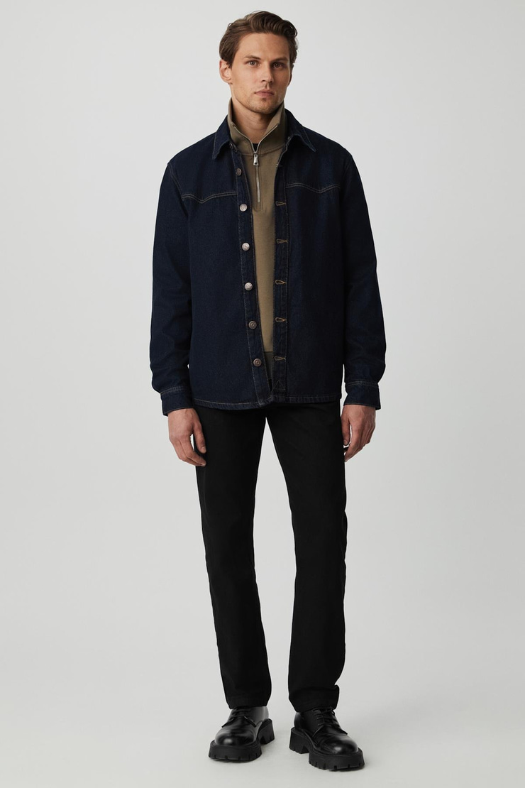 BORNA Erkek Denim Oversize Lacivert Ceket