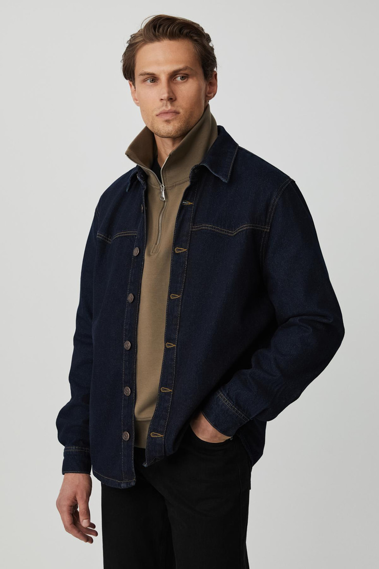 BORNA Erkek Denim Oversize Lacivert Ceket