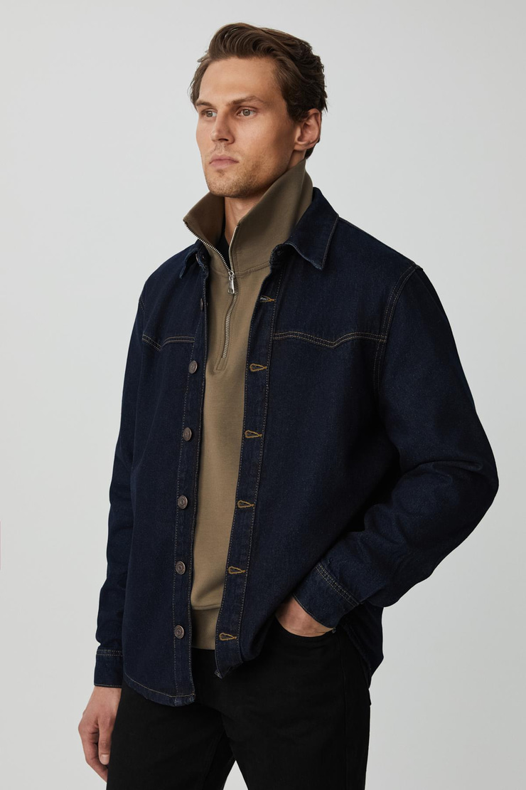 BORNA Erkek Denim Oversize Lacivert Ceket