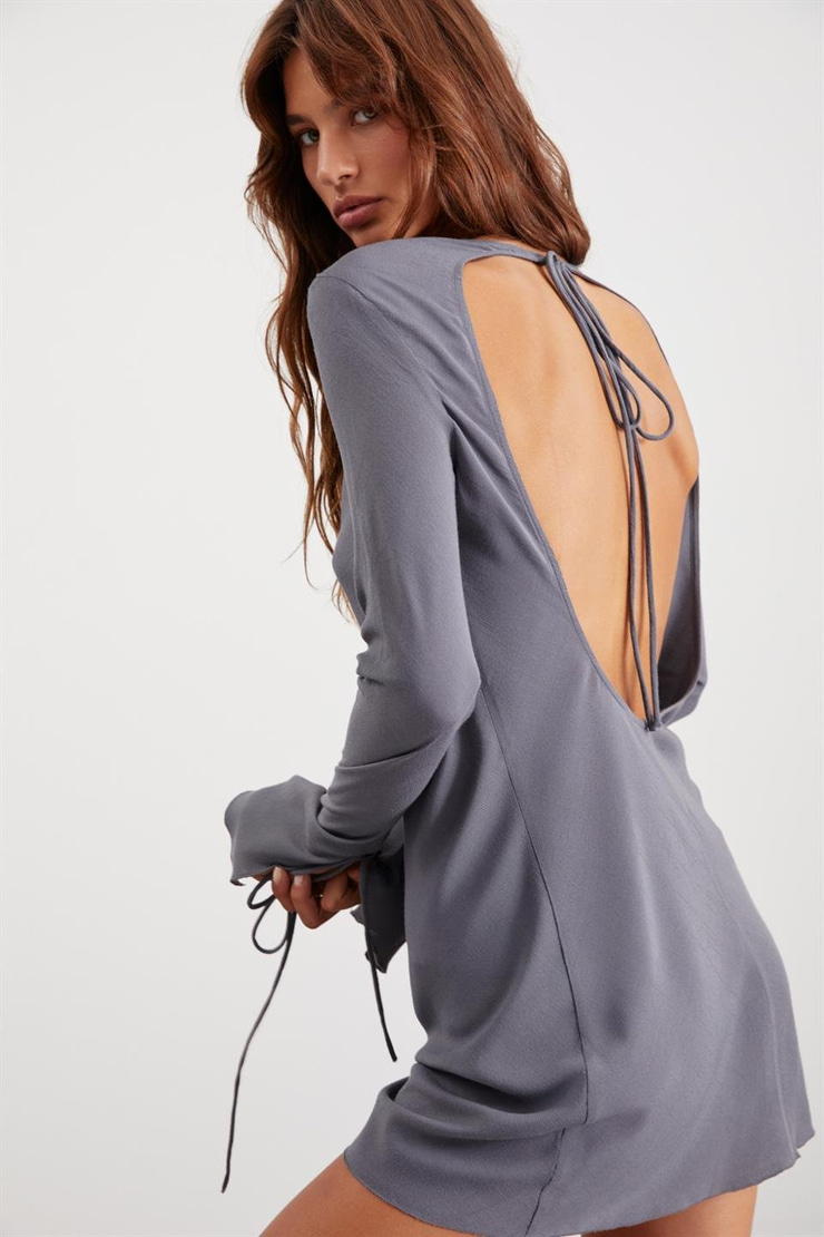 BRANDY  Relaxed Gri Tekli Elbise