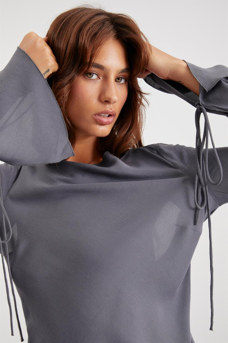 BRANDY  Relaxed Gri Tekli Elbise