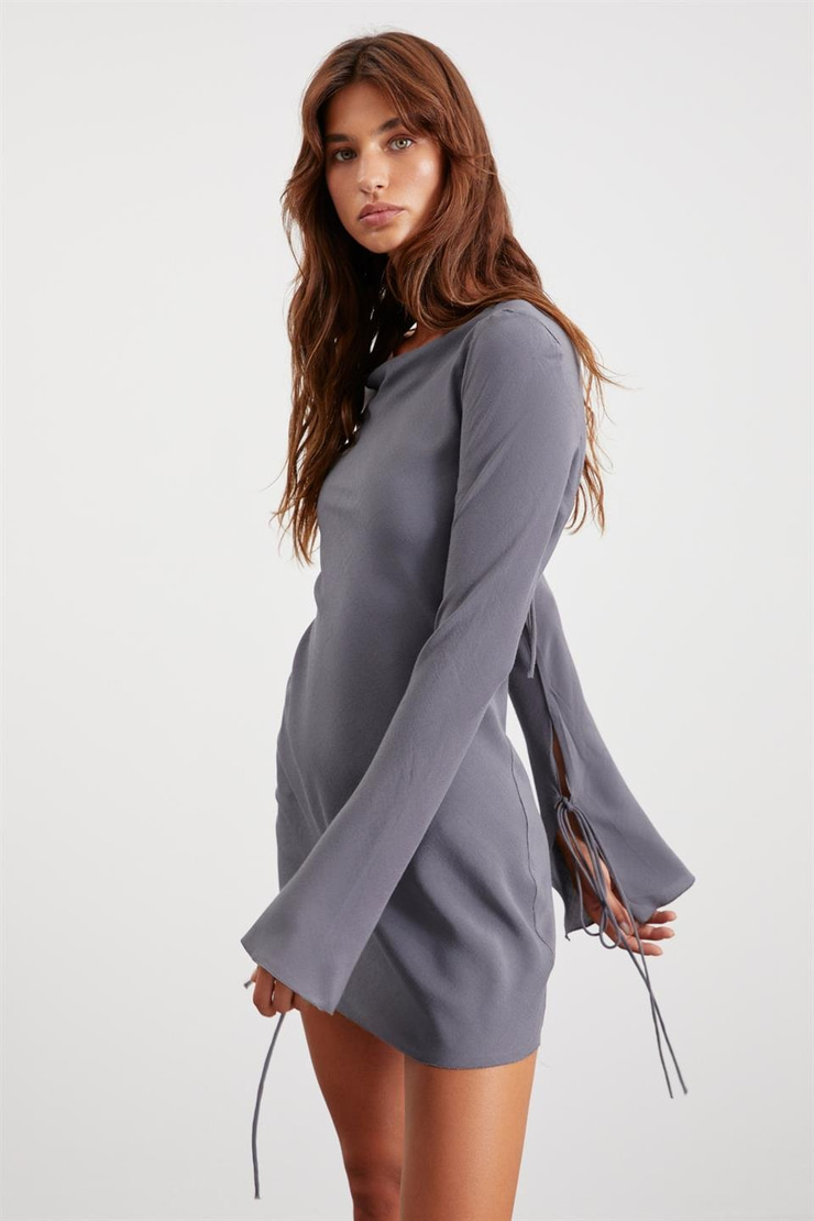 BRANDY  Relaxed Gri Tekli Elbise