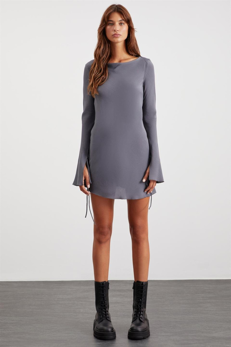 BRANDY  Relaxed Gri Tekli Elbise