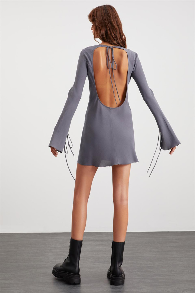 BRANDY  Relaxed Gri Tekli Elbise