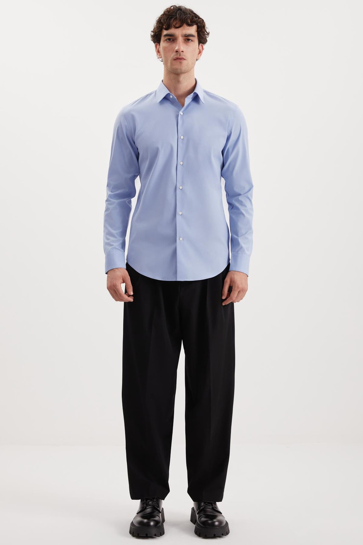 BRANHAM Esnek Slim Mavi  Gömlek