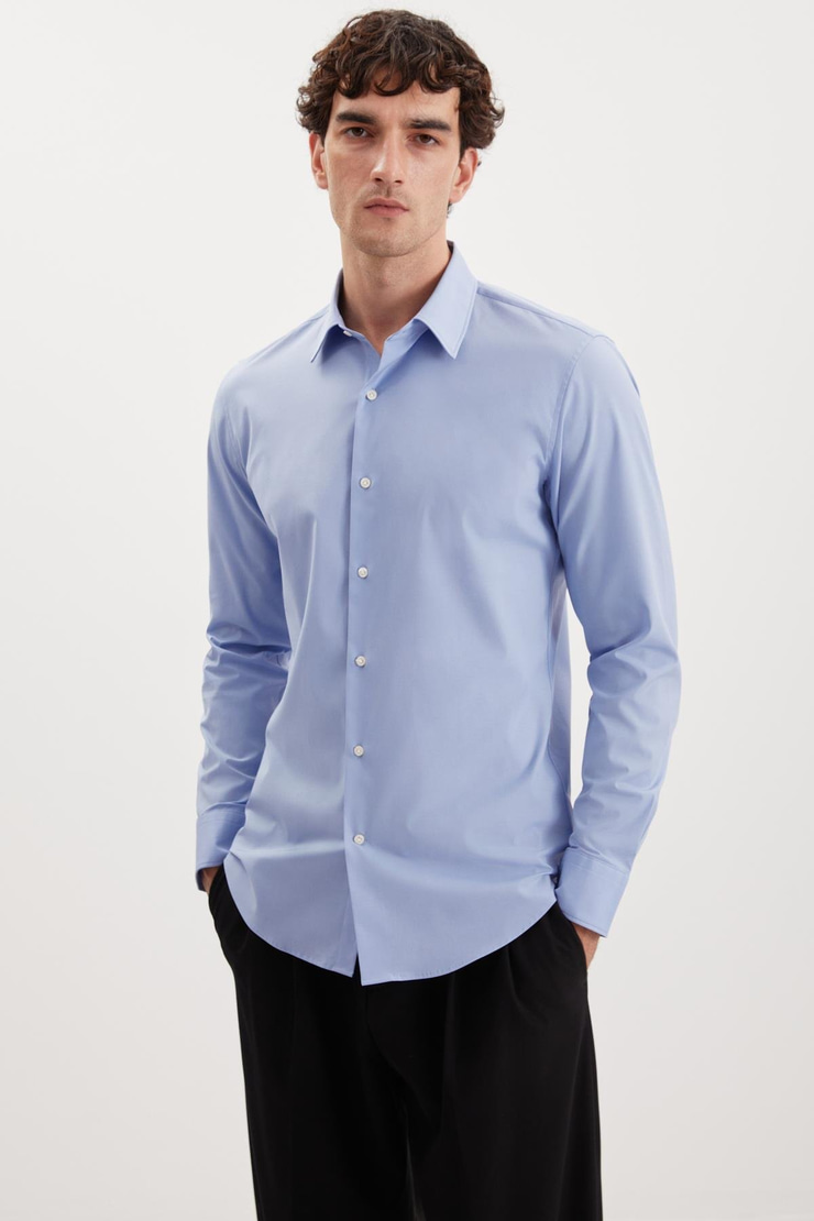 BRANHAM Esnek Slim Mavi  Gömlek