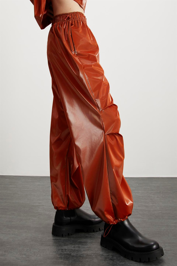 BRIELLE  Relaxed Kiremit Rengi Tekli Pantolon