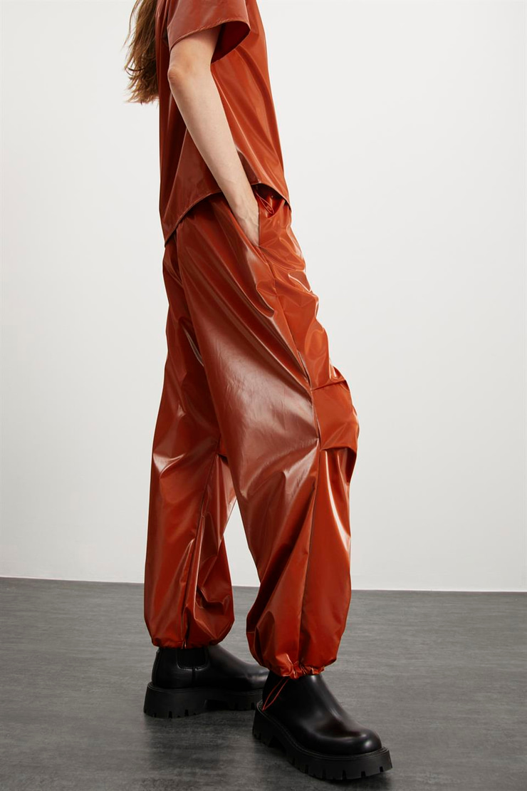 BRIELLE  Relaxed Kiremit Rengi Tekli Pantolon