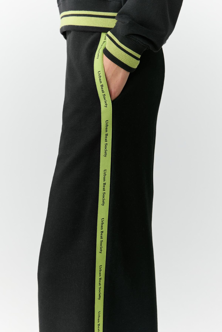 BRITTA  Kadın Beli Lastikli Geniş Paça Relaxed Siyah Eşofman Altı