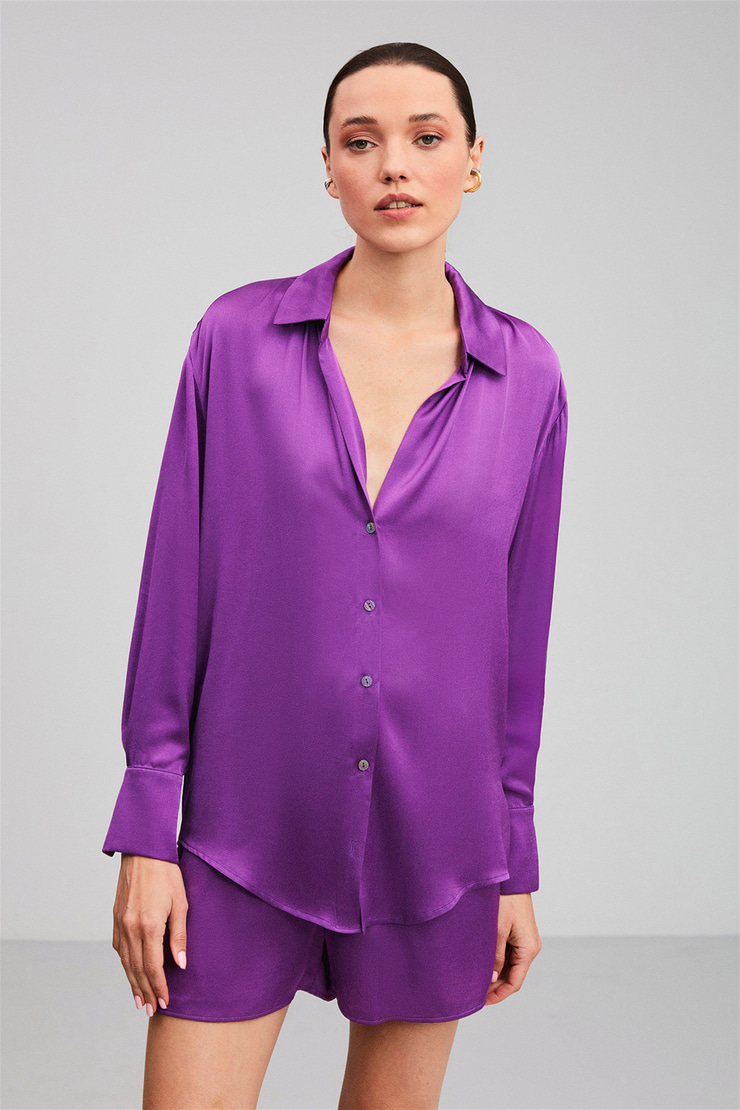 BROOKE Dokuma Comfort Mor  Şort