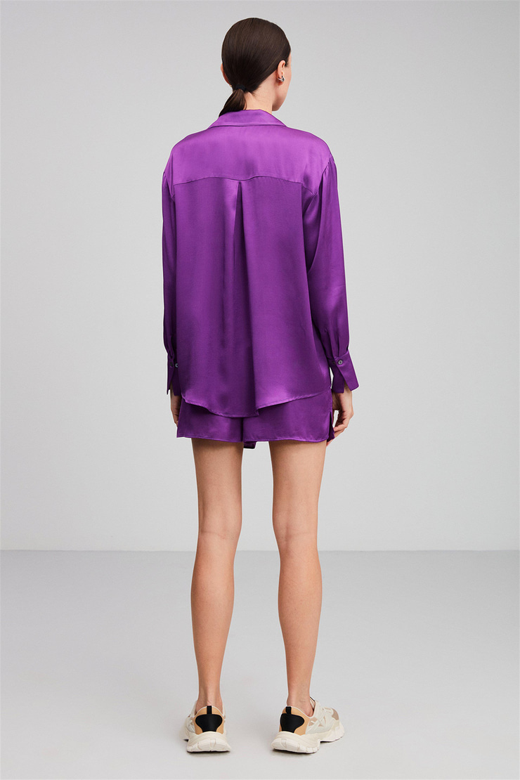 BROOKE Dokuma Comfort Mor  Şort