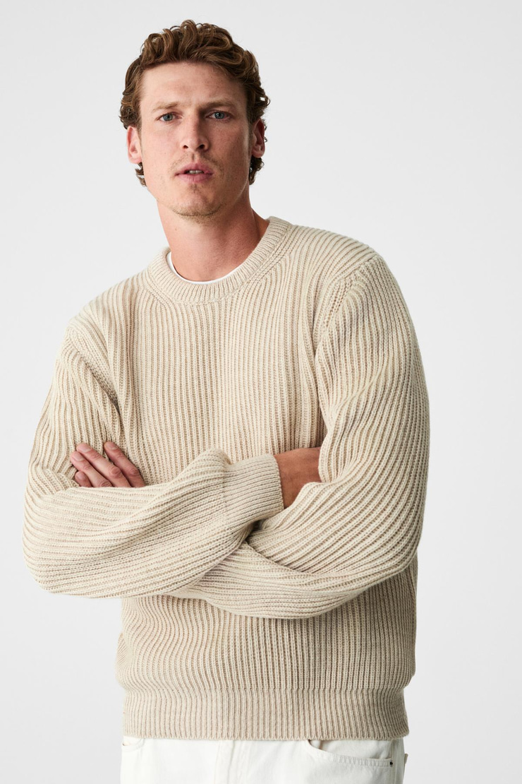 CABLIN Erkek Yuvarlak Yaka Regular Fit Triko Taş Rengi Kazak