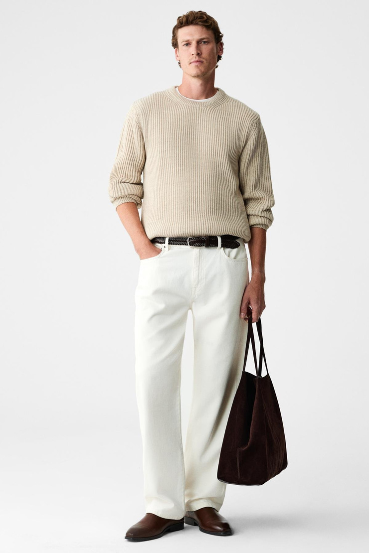 CABLIN Erkek Yuvarlak Yaka Regular Fit Triko Taş Rengi Kazak