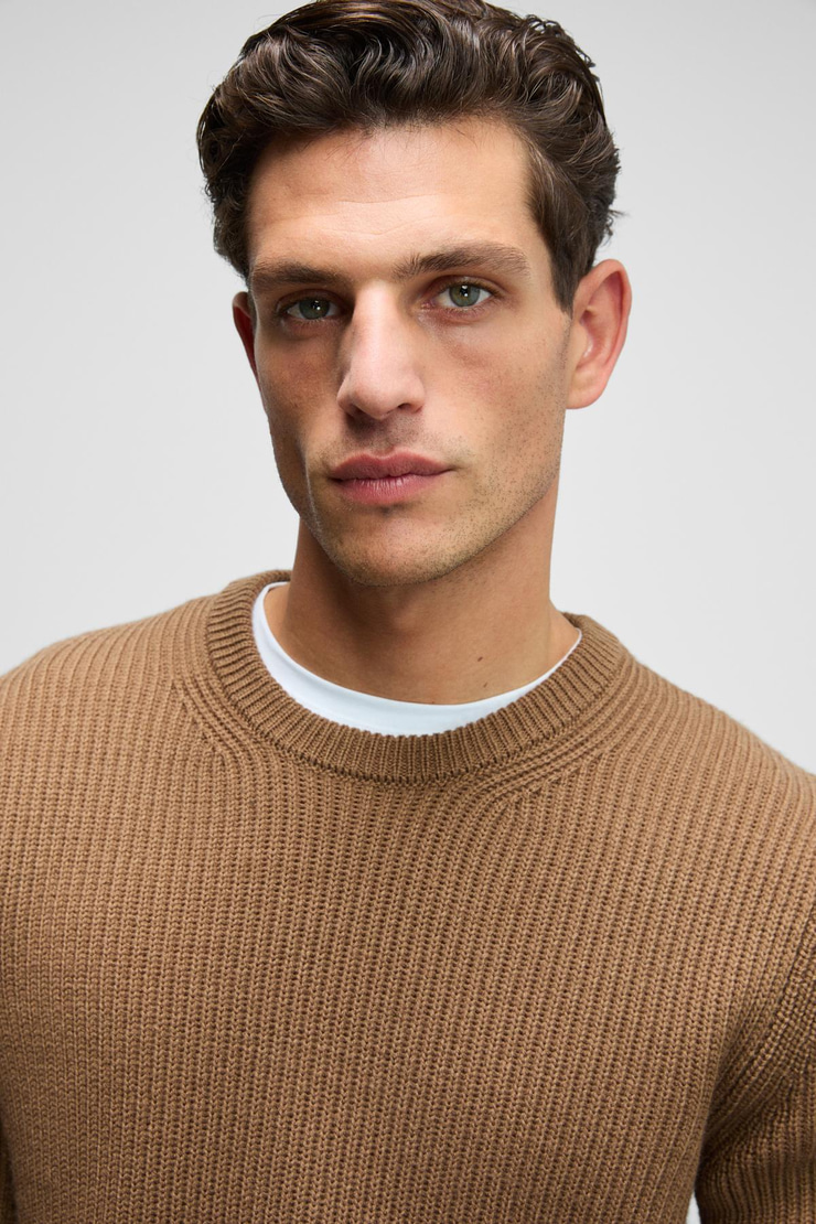 CABLIN Erkek Yuvarlak Yaka Regular Fit Triko Vizon Kazak