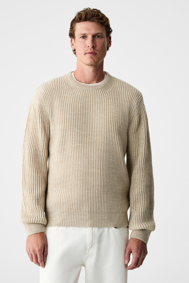 CABLIN Erkek Yuvarlak Yaka Regular Fit Triko Taş Rengi Kazak