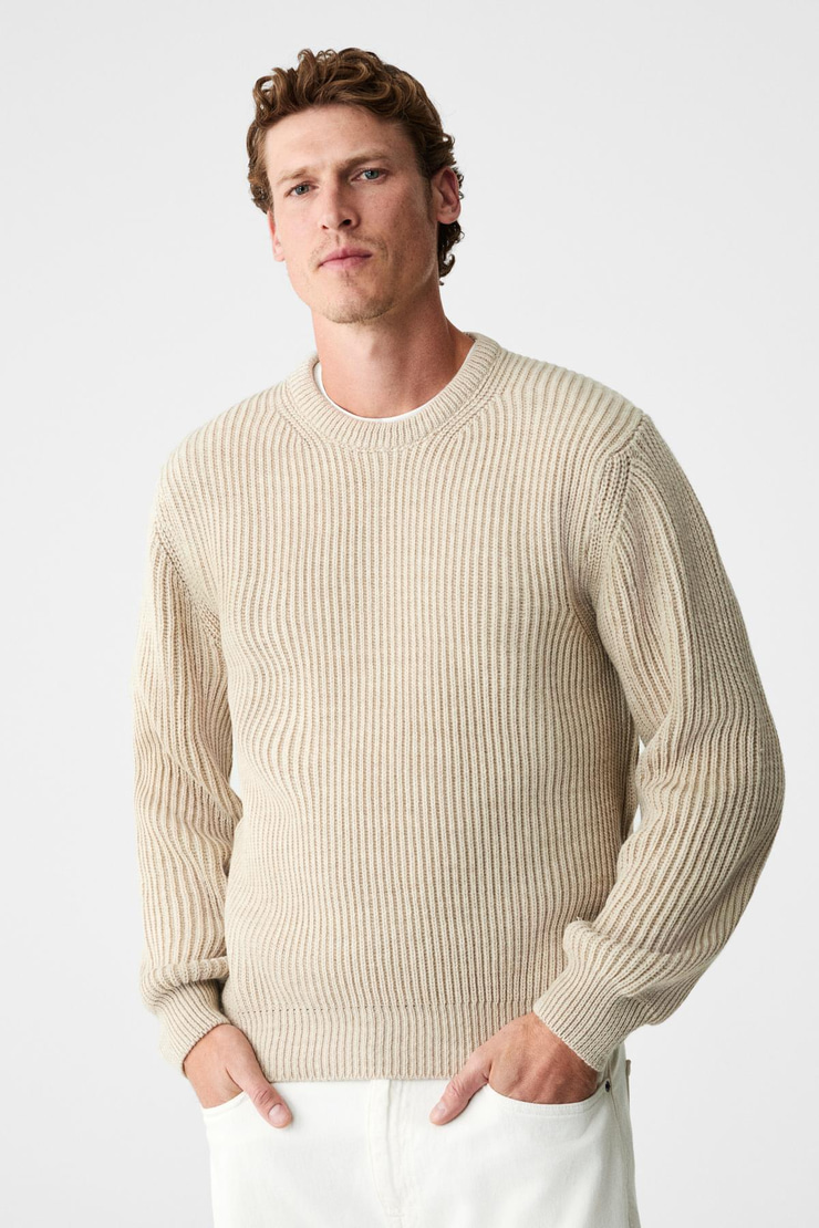 CABLIN Erkek Yuvarlak Yaka Regular Fit Triko Taş Rengi Kazak