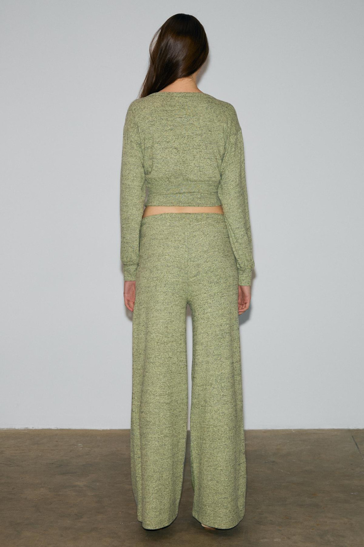 CAISES Kadın Yumuşak Ve Esnek Kumaşlı Geniş Paçalı Yeşil Eşofman Altı