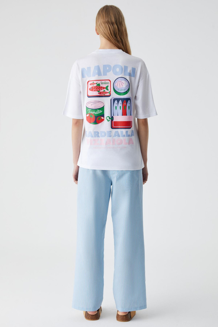 CAITLYN Kadın Oversize Bisiklet Yaka Beyaz T-Shirt