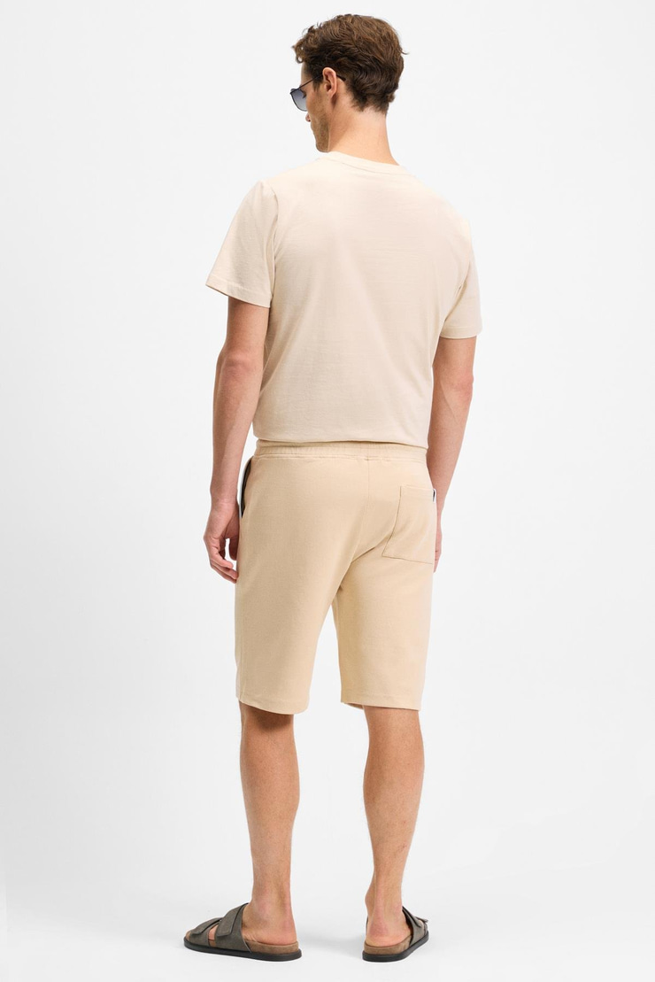 CAMILLO Erkek Cebi Fermuarlı Beli Lastikli Koyu Bej Şort & Bermuda