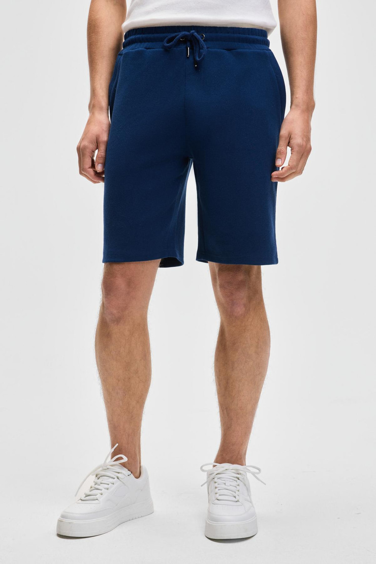CAMILLO Erkek Cebi Fermuarlı Beli Lastikli Lacivert Şort & Bermuda