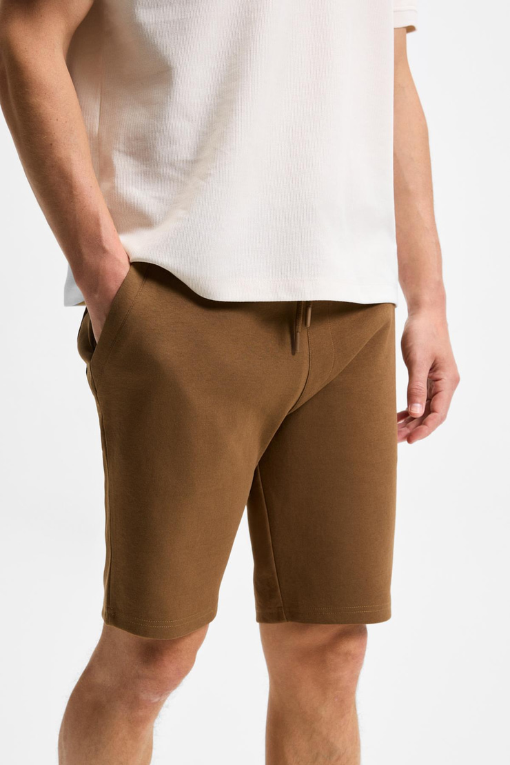 CAMILLO Erkek Cebi Fermuarlı Beli Lastikli Kahverengi Şort & Bermuda