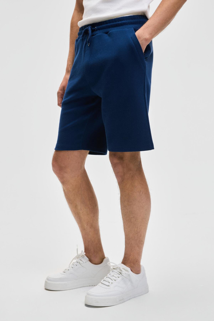 CAMILLO Erkek Cebi Fermuarlı Beli Lastikli Lacivert Şort & Bermuda