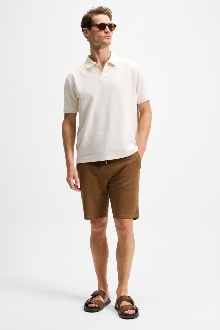 CAMILLO Erkek Cebi Fermuarlı Beli Lastikli Kahverengi Şort & Bermuda