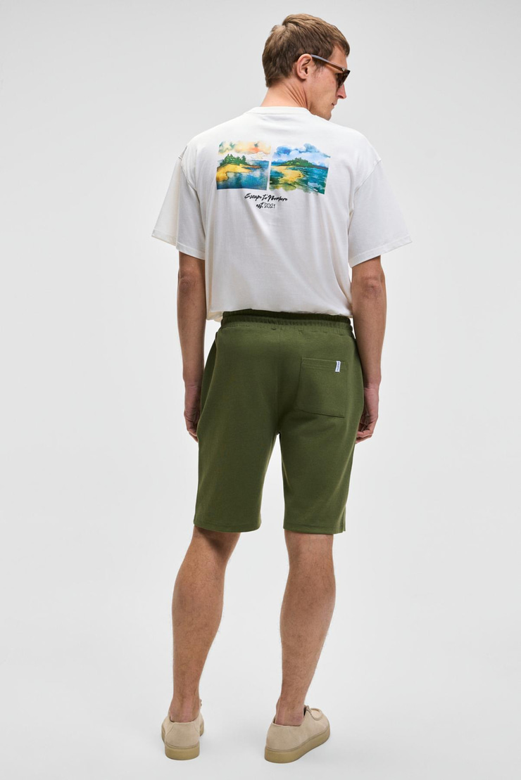 CAMILLO Erkek Cebi Fermuarlı Beli Lastikli Açık Haki Şort & Bermuda