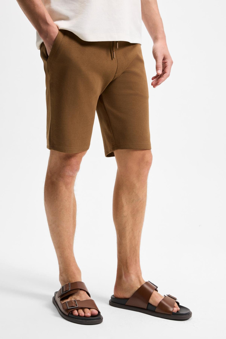 CAMILLO Erkek Cebi Fermuarlı Beli Lastikli Kahverengi Şort & Bermuda