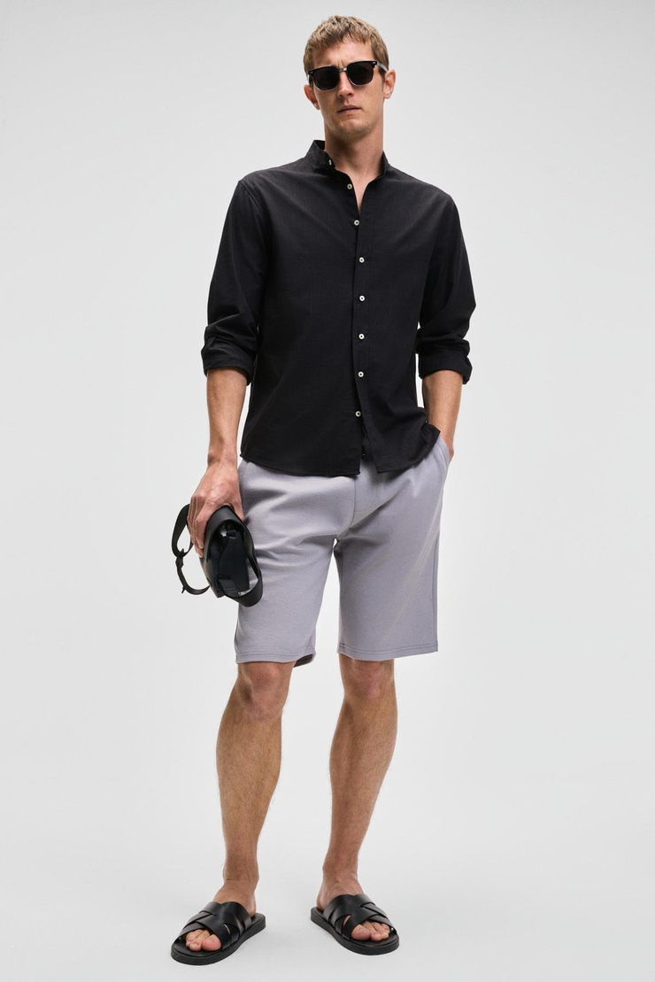 CAMILLO Erkek Cebi Fermuarlı Beli Lastikli Lila Şort & Bermuda