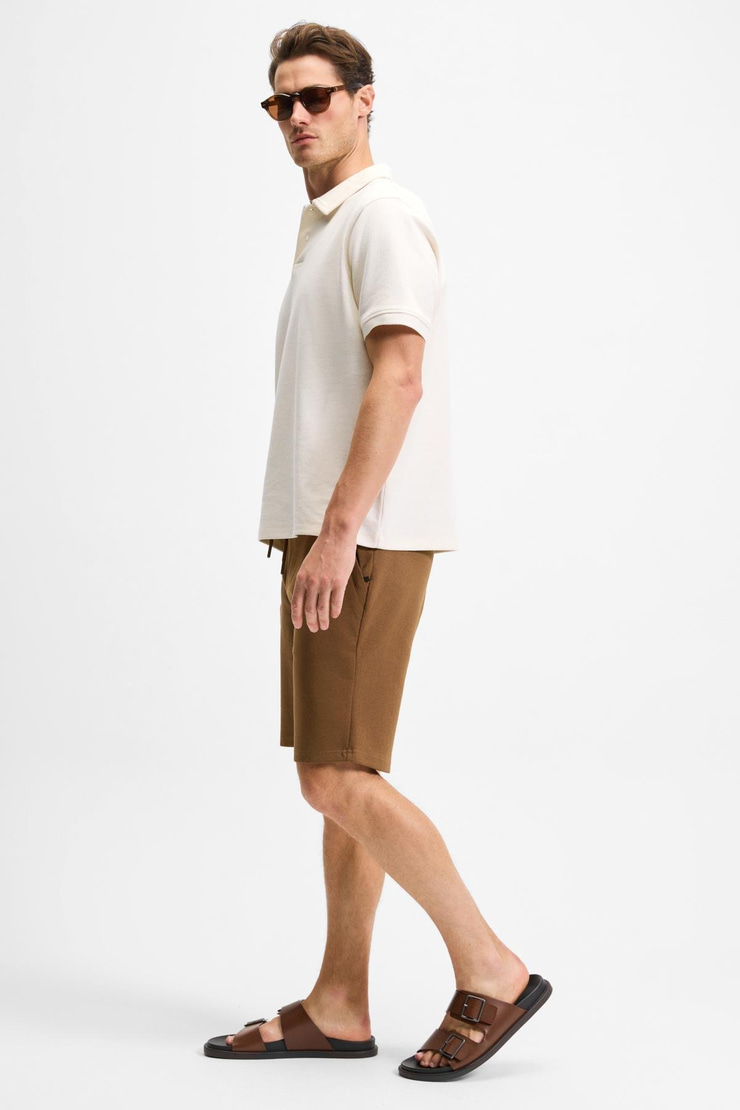 CAMILLO Erkek Cebi Fermuarlı Beli Lastikli Kahverengi Şort & Bermuda