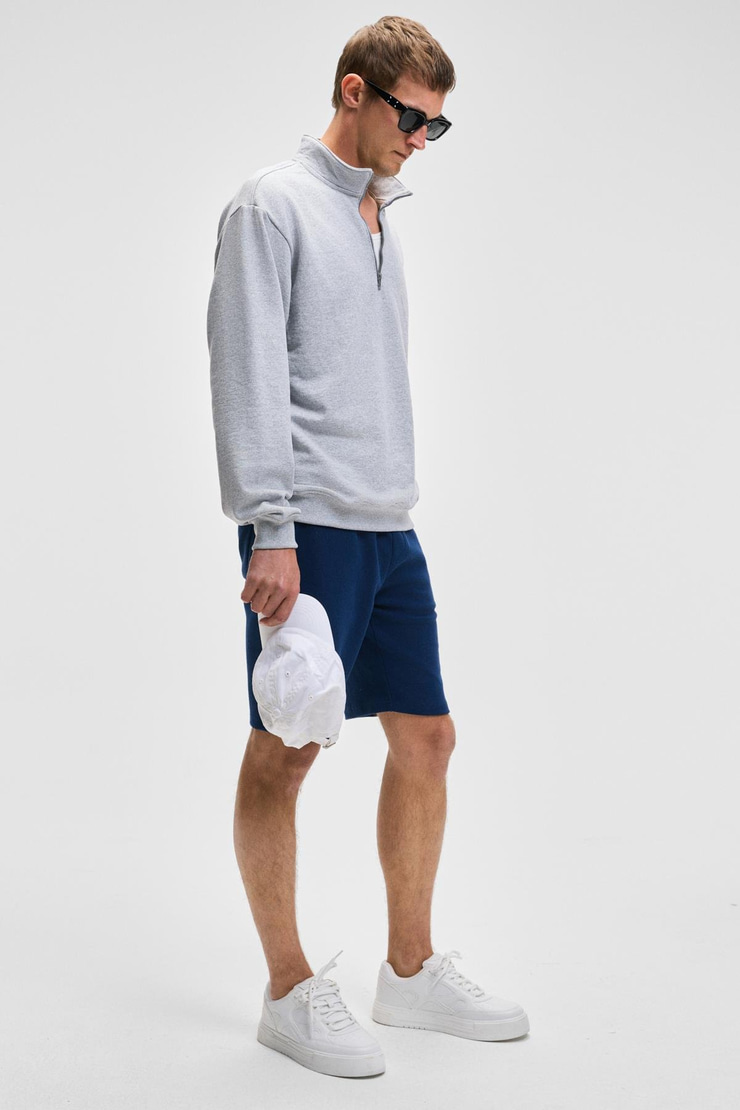 CAMILLO Erkek Cebi Fermuarlı Beli Lastikli Lacivert Şort & Bermuda