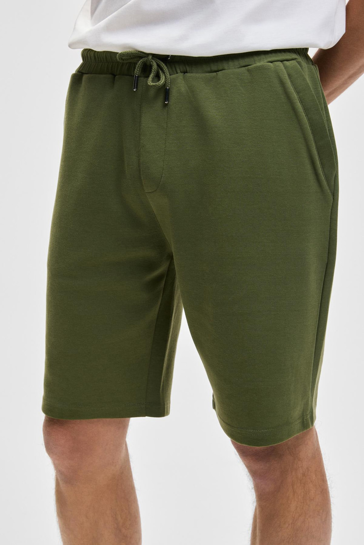 CAMILLO Erkek Cebi Fermuarlı Beli Lastikli Açık Haki Şort & Bermuda