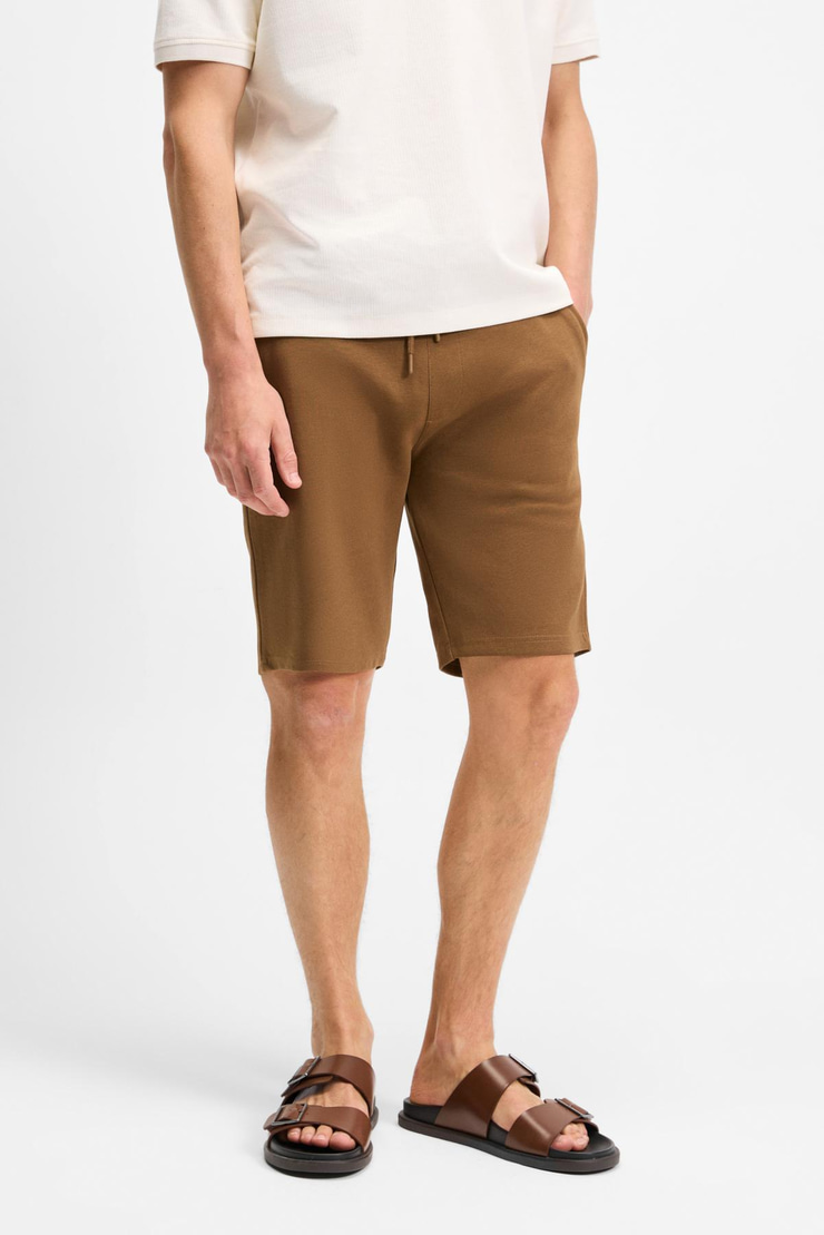 CAMILLO Erkek Cebi Fermuarlı Beli Lastikli Kahverengi Şort & Bermuda