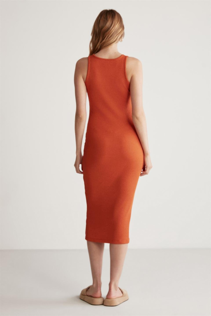 CARINA Örme Relaxed Kiremit Rengi  Elbise