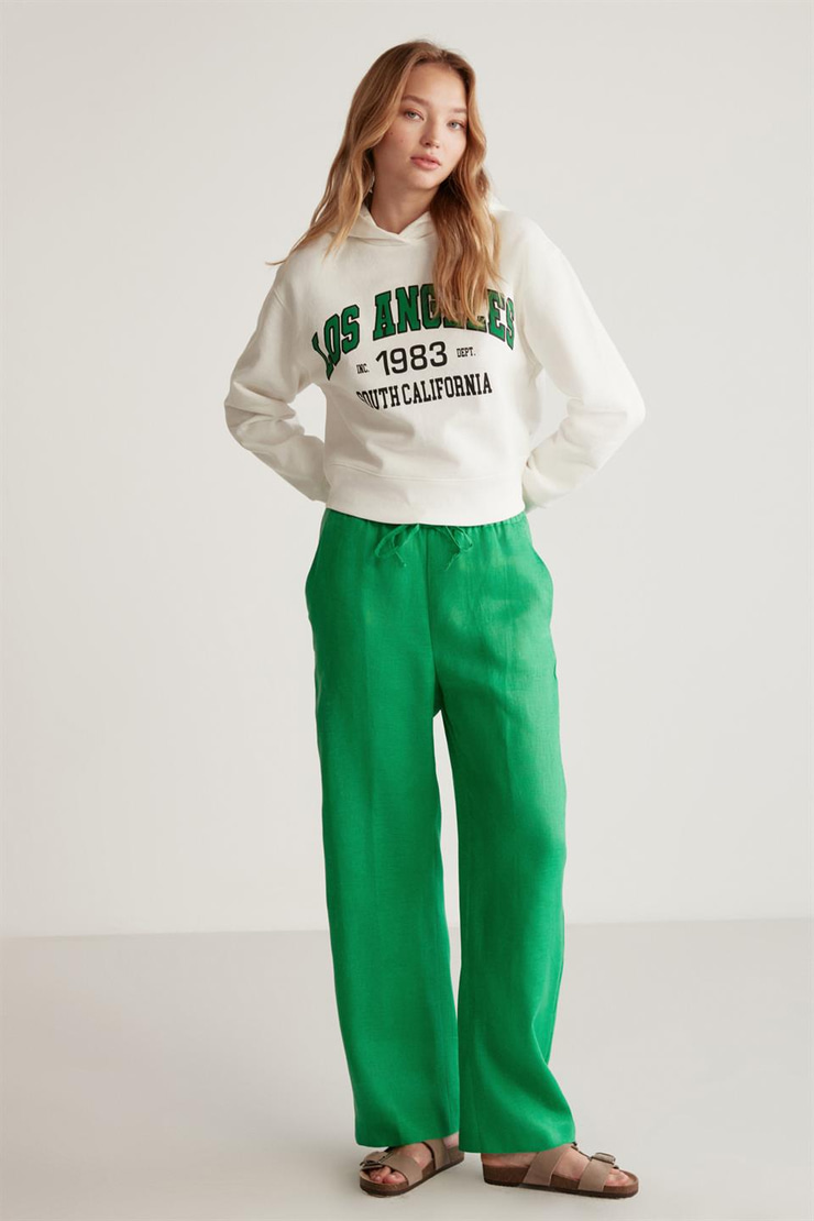 CARLEEN Örme Oversize Beyaz Tekli Sweatshirt