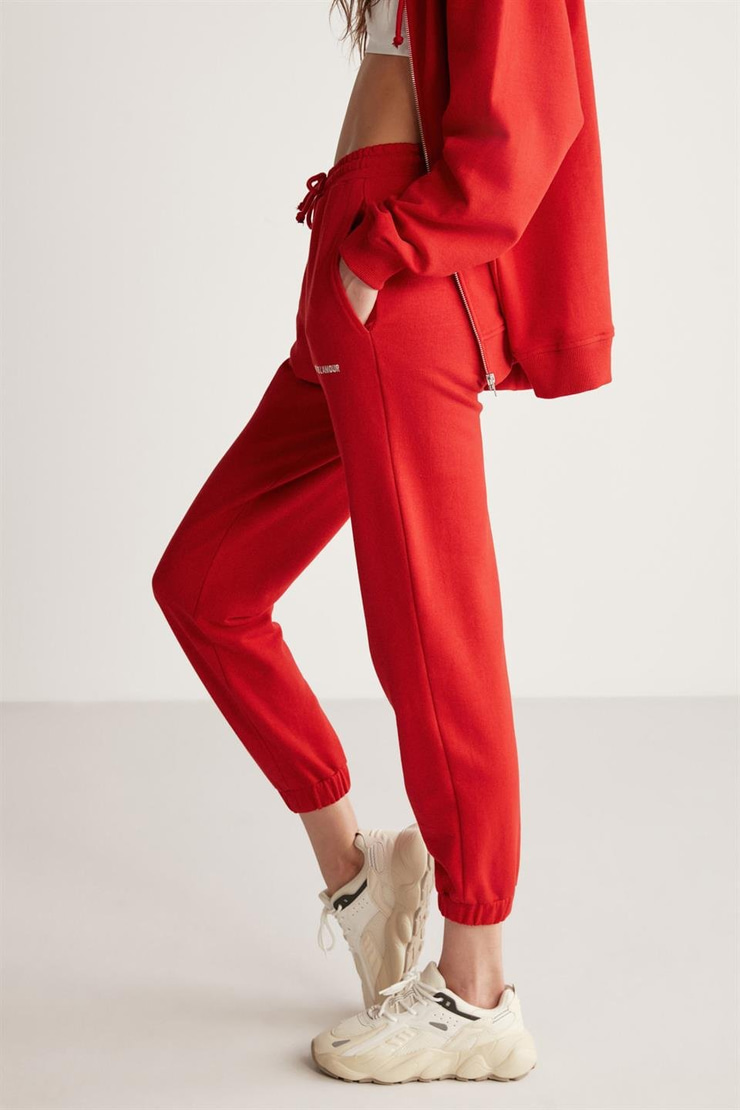 CARROLINE Örme Relaxed Kırmızı Tekli Eşofman Altı